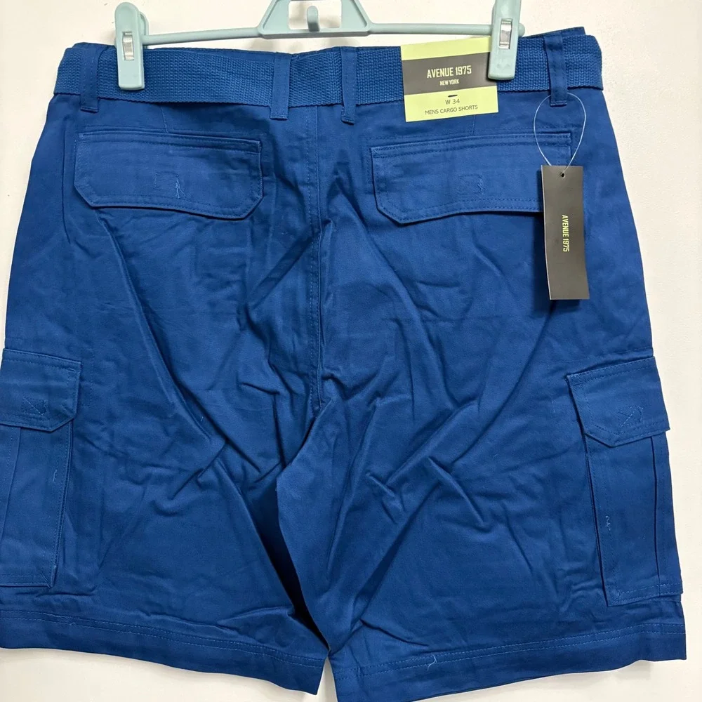 Avenue 1975 Mens Cargo Shorts‎ Blue Size 32 New With Tags Belted Utility Pocket